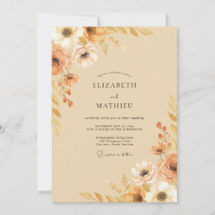 Terracotta Ochre Blossom Wedding Invitation