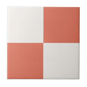 Terracotta & Off-White Square Box Stylish Pattern Ceramic Tile