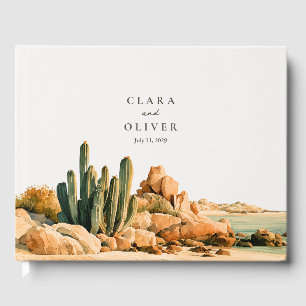 Terracotta Olive Cactus Los Cabos Coast Wedding Guest Book