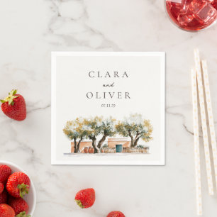 Terracotta Olive Grove North African Wedding Paper Napkin
