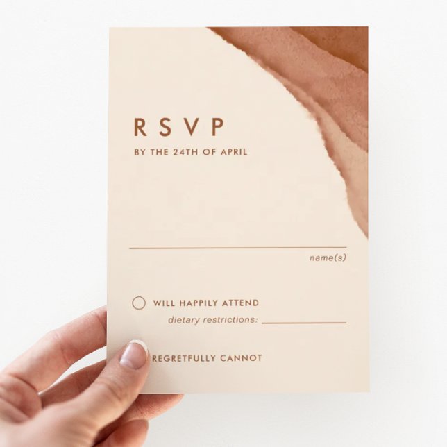 Terracotta Ombre | Minimalist Boho Wedding RSVP Card (Creator Uploaded)