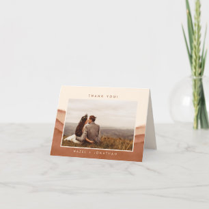Terracotta Ombre Minimalist Photo Thank You Card