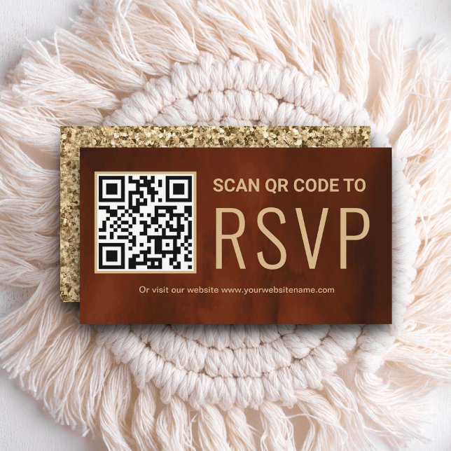 Terracotta Online QR Code RSVP Wedding Website Enclosure Card (Creator Uploaded)