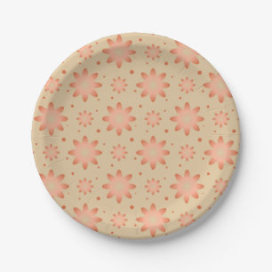 Terracotta orange and sand beige delicate daisy paper plate