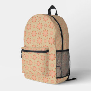 Terracotta orange and sand beige delicate daisy printed backpack