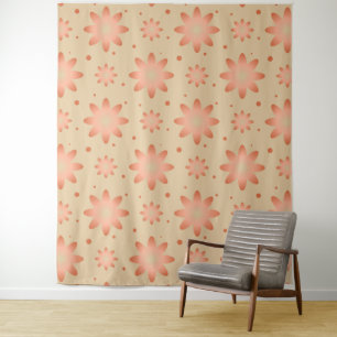 Terracotta orange and sand beige delicate daisy tapestry