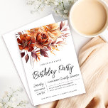 Terracotta Orange Fall Flowers 90th Birthday Invitation<br><div class="desc">Elegant terracotta orange watercolor flowers create a bold floral arrangement across the top of this birthday invitation. A simple script gives it a modern vibe.</div>