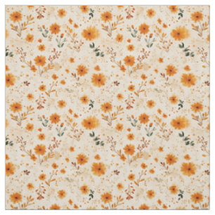 Terracotta Orange Peach Wildflower Boho Floral Fabric