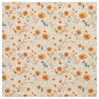 Terracotta Orange Peach Wildflower Boho Floral Fabric