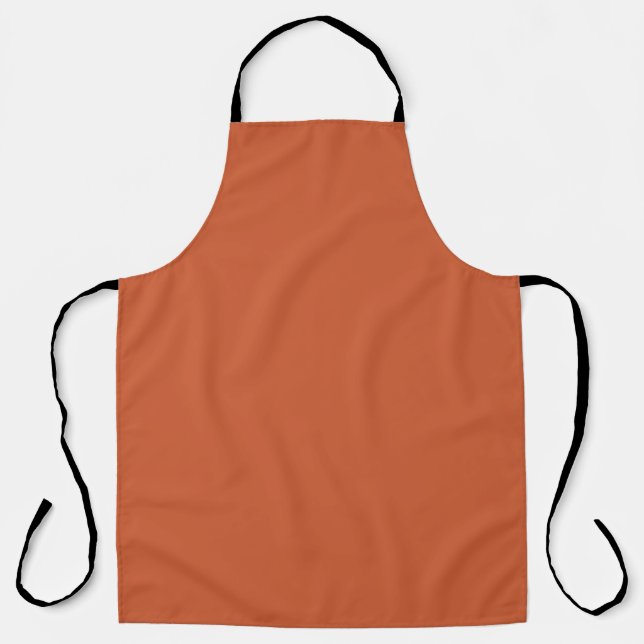 Terracotta Orange Solid Colour Warm & Earthy Desig Apron (Front)