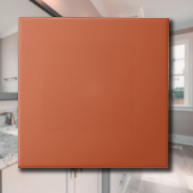 Terracotta Orange Solid Colour Warm & Earthy Desig Ceramic Tile (Creator Uploaded)