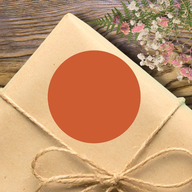 Terracotta Orange Solid Colour Warm & Earthy Desig Classic Round Sticker (Creator Uploaded)
