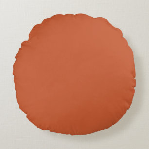 Terracotta Orange Solid Colour Warm & Earthy Desig Round Cushion
