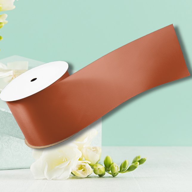 Terracotta Orange Solid Colour Warm & Earthy Desig Satin Ribbon (Creator Uploaded)