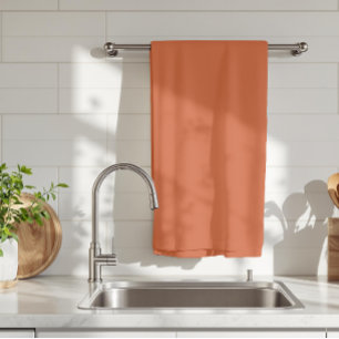 Terracotta Orange Solid Colour Warm & Earthy Desig Tea Towel