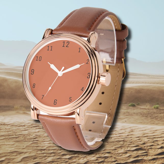 Terracotta Orange Solid Colour Warm & Earthy Desig Watch (Creator Uploaded)