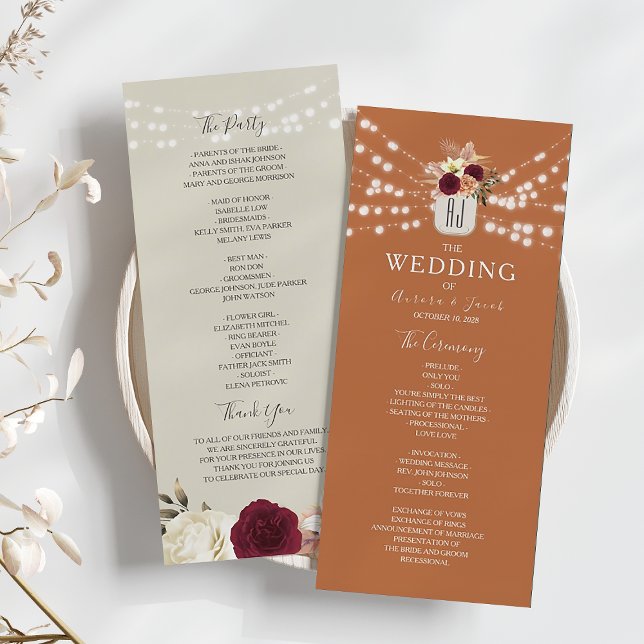 Terracotta Orange Wedding Program (Creator Uploaded)