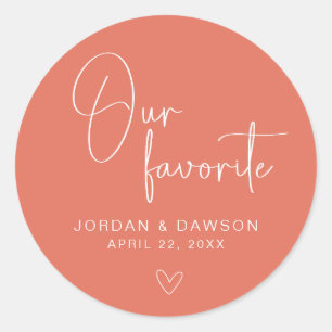 Terracotta Our Favourite Wedding Favour Sticker