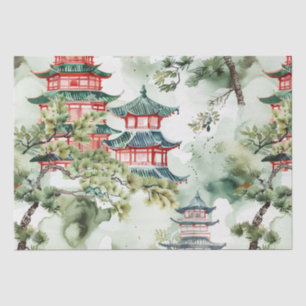 Terracotta Pagoda Architectural Botanical Tissue Paper