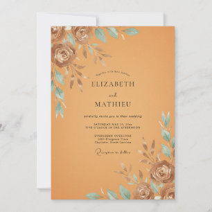 Terracotta Painted Petal Wedding Invitation