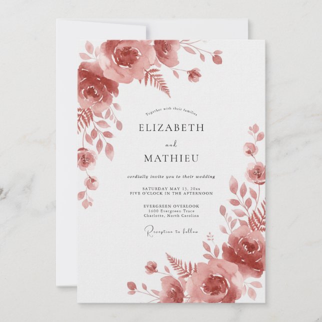 Terracotta Painted Wedding Invitation (Front)