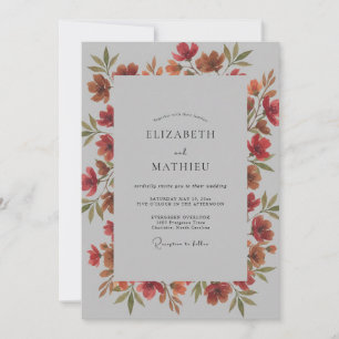 Terracotta Painted Wildflower Wedding Invitation