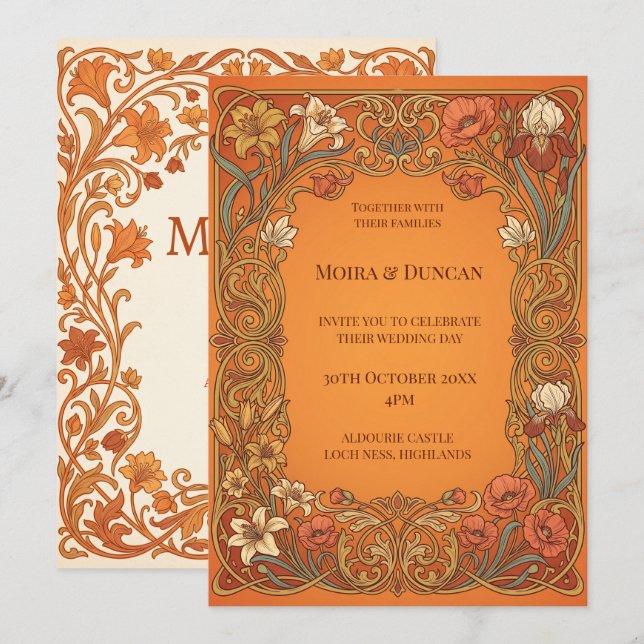 Terracotta Paisley Wedding Invitation (Front/Back)