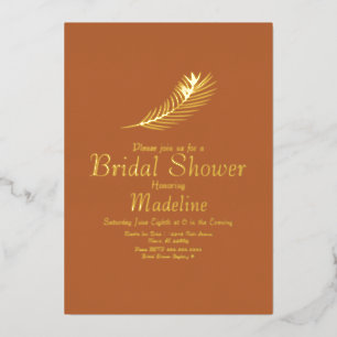 Terracotta Palm Leaf Wedding Foil Pressed Card