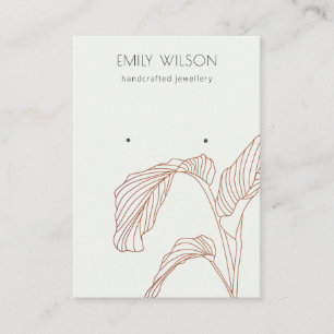 Terracotta Palm Leaves Sketch Stud Earring Display Business Card