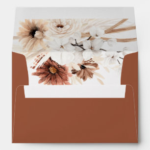 Terracotta Pampas Boho Envelope Solid Colour