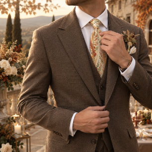 Terracotta Pampas Eucalyptus Wedding Tie