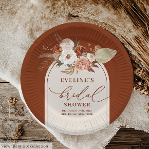 Terracotta Pampas Floral Paper Plate Bridal Shower
