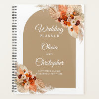 Terracotta pampas grass boho arch copper wedding