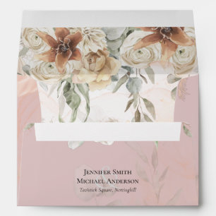 Terracotta Pampas Grass BOHO Wedding Envelope