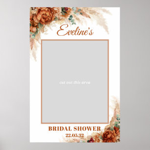 Terracotta pampas grass bridal shower photo prop poster