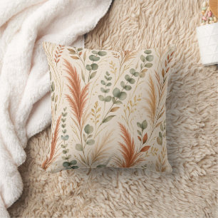 Terracotta Pampas Grass Eucalyptus Neutral Boho Cushion