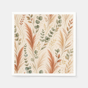 Terracotta Pampas Grass Eucalyptus Neutral Boho Napkin