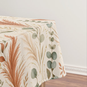 Terracotta Pampas Grass Eucalyptus Neutral Boho Tablecloth