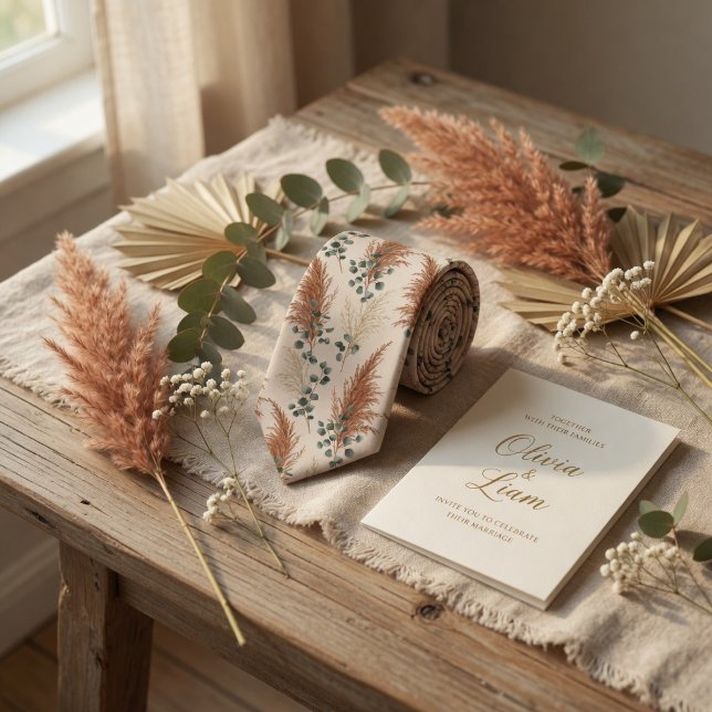 Terracotta Pampas Grass & Eucalyptus Tie (Creator Uploaded)