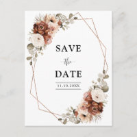 Terracotta Pampas Grass Geometric Save the Date   