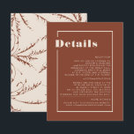 Terracotta Pampas Grass Minimalist Wedding Details Enclosure Card<br><div class="desc">Terracotta wedding information card</div>