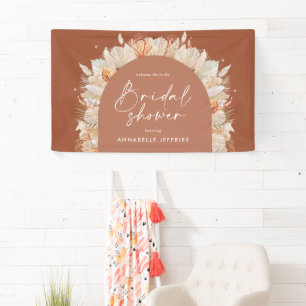 Terracotta pampas grass modern bridal shower banner