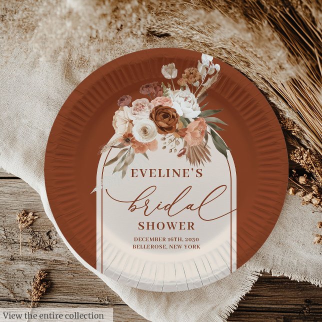 Terracotta Pampas Grass Paper Plates for Wedding (Terracotta Pampas Grass Paper Plates for Wedding)