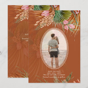 Terracotta Pampas Grass PHOTO Wedding Save The Dat Date