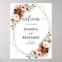 Terracotta Pampas Grass Rustic Geometric Welcome  