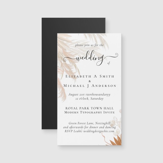 Terracotta Pampas Grass Tropical Wedding (Front/Back)