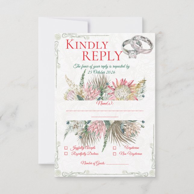 Terracotta Pampas Grass Wedding Response Card (Front)