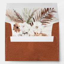 Terracotta Pampas Rust Boho Envelope 
