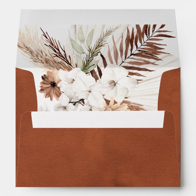 Terracotta Pampas Rust Boho Envelope  (Back (Bottom))