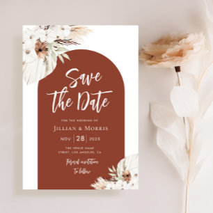 terracotta pampas save the date invitation